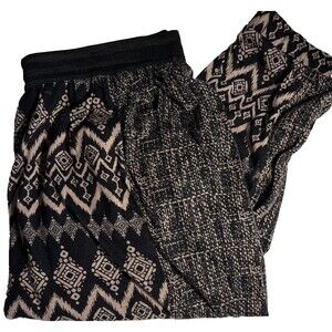 French Laundry Womens Jogger Lounge Pants L pull on boho black tan